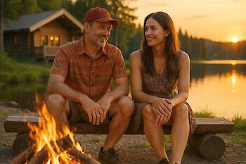 Urlaub im Feriendorf im Bayerischen Wald am Lagerfeuer